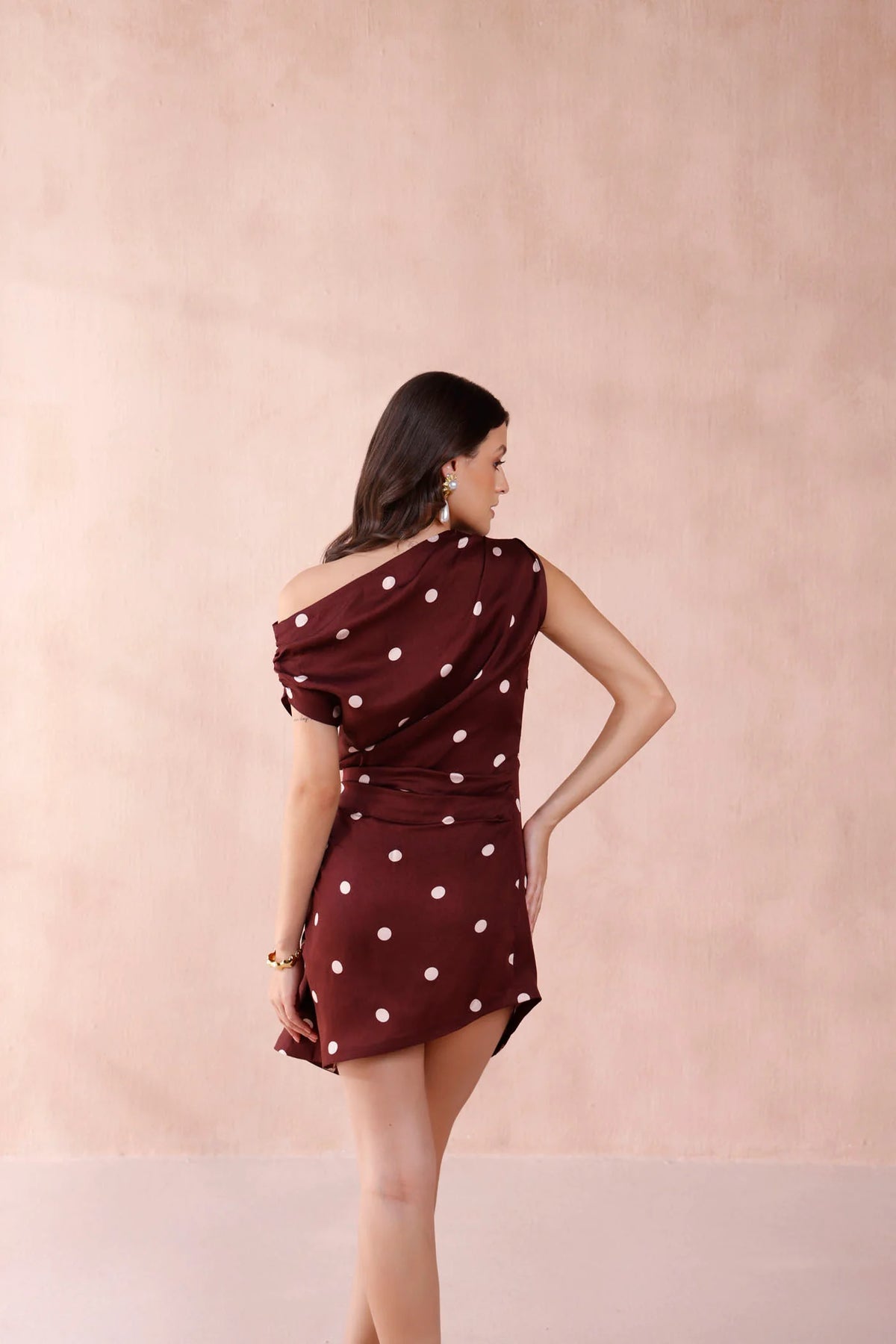 Polka Dot One-Shoulder Mini Dress
