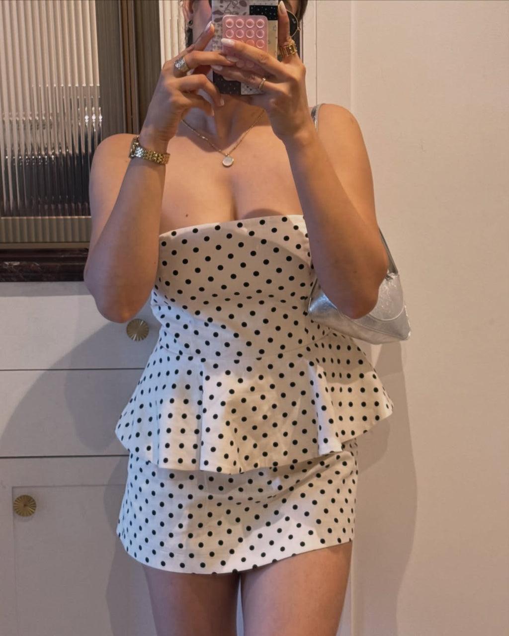 Polka Dot Peplum Mini Dress