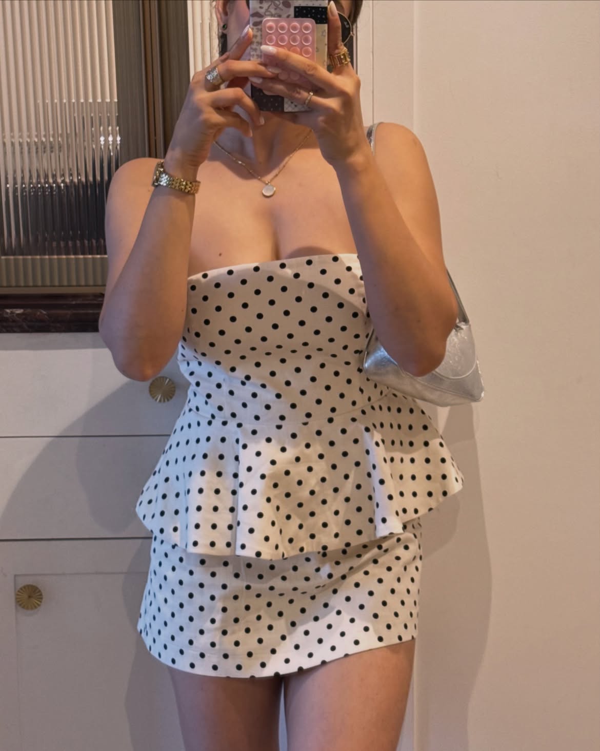 Polka Dot Peplum Mini Dress