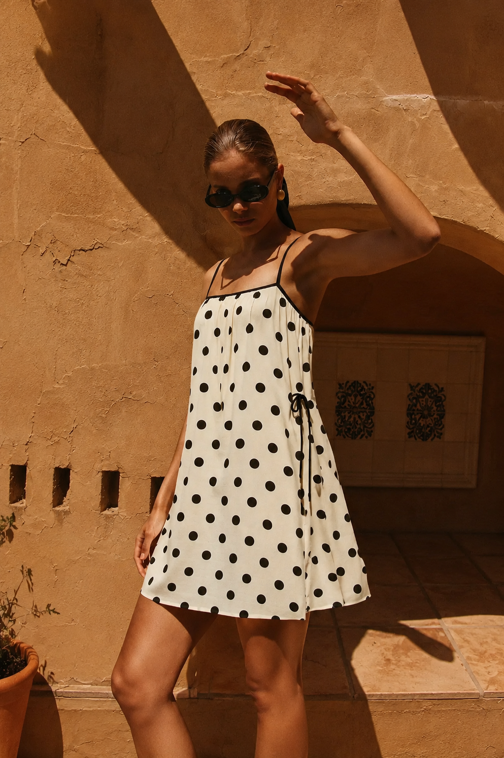 Polka Dot Strappy Mini Dress