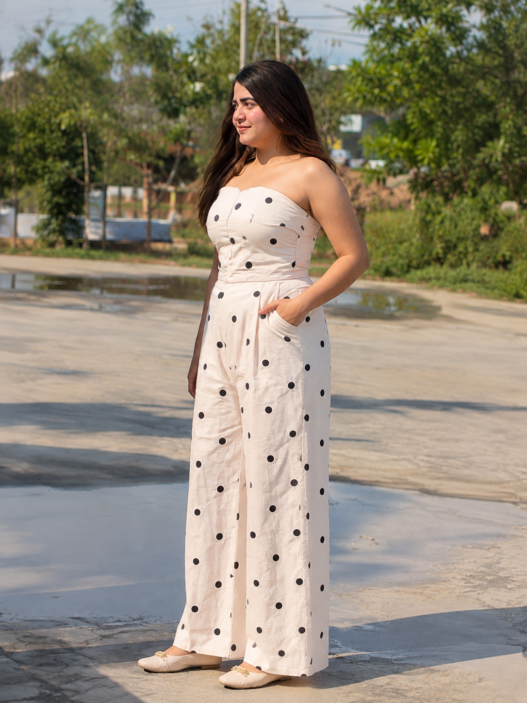 Polka Dot Wide-Leg Jumpsuit