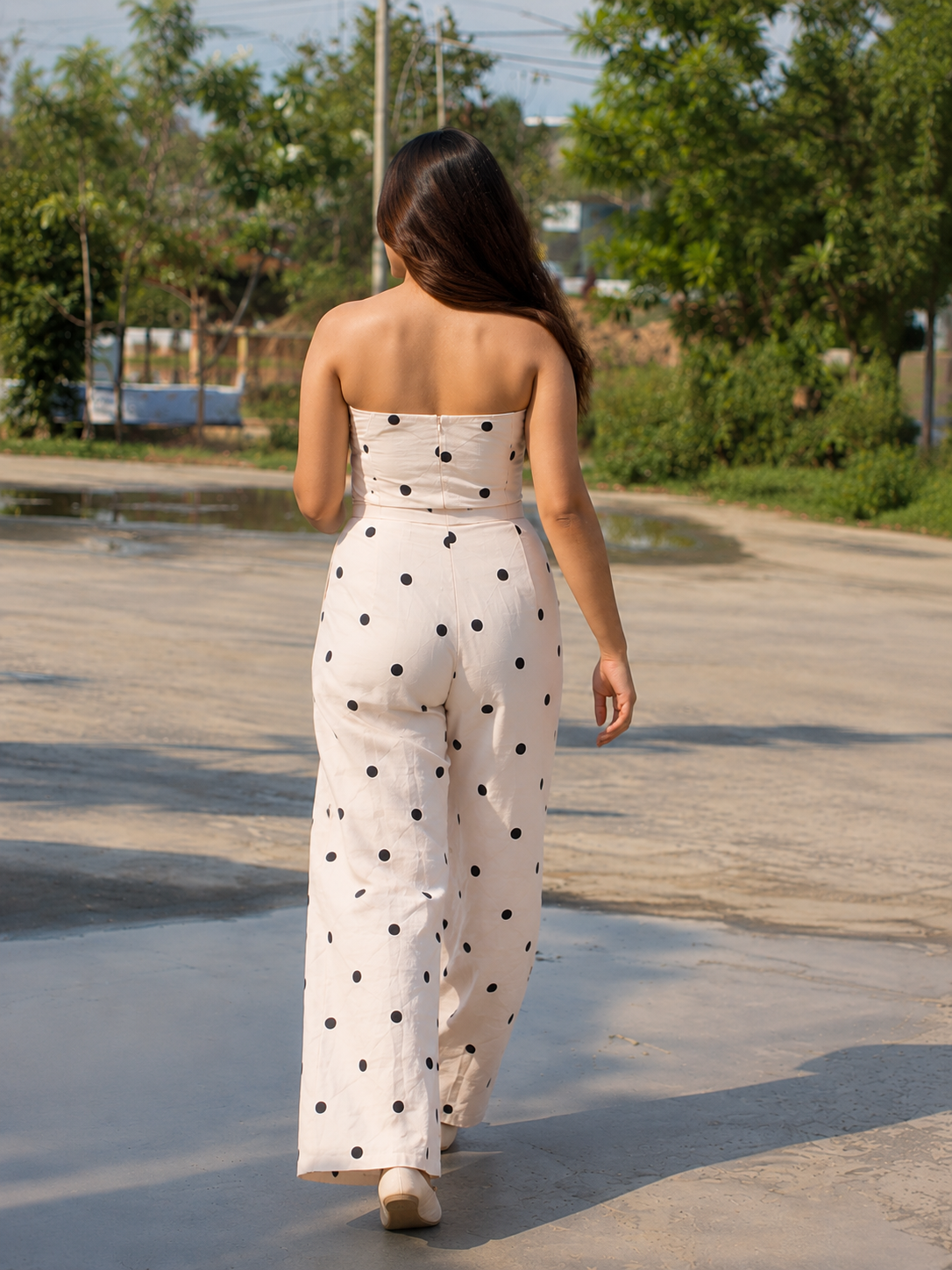 Polka Dot Wide-Leg Jumpsuit