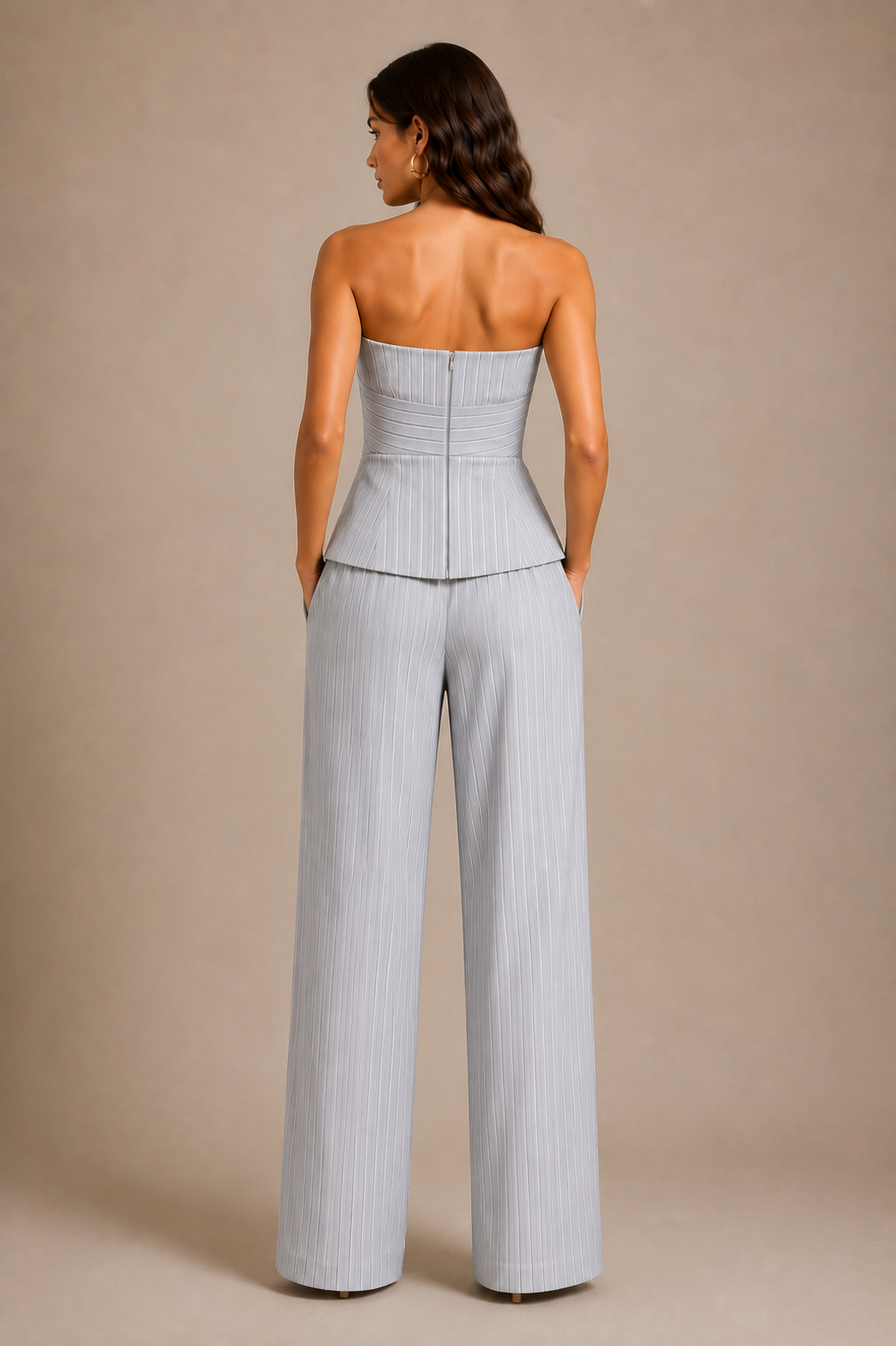 Luna Pinstripe Strapless Co-Ord Set