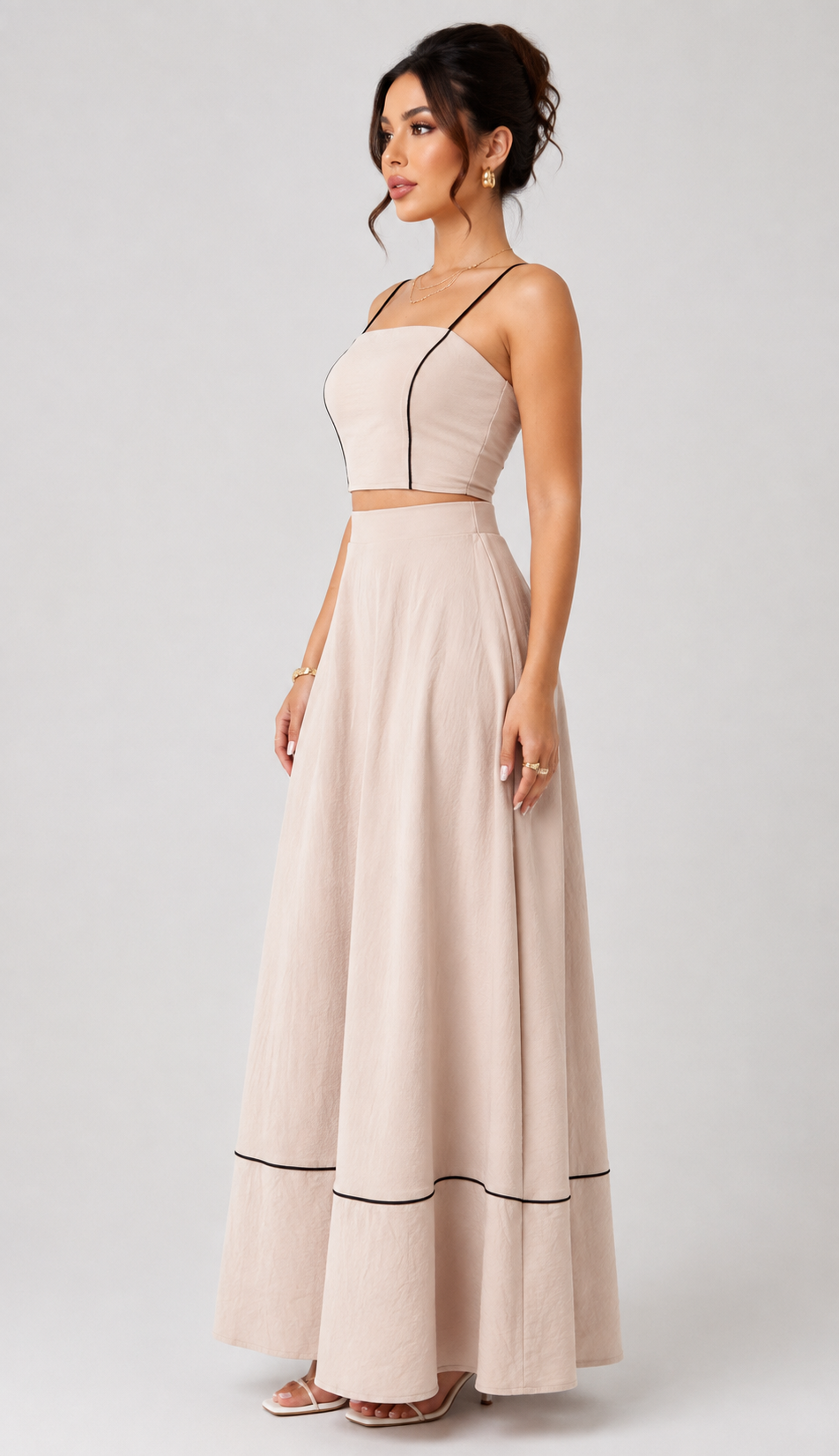 Ivory Contrast Trim Two-Piece Set