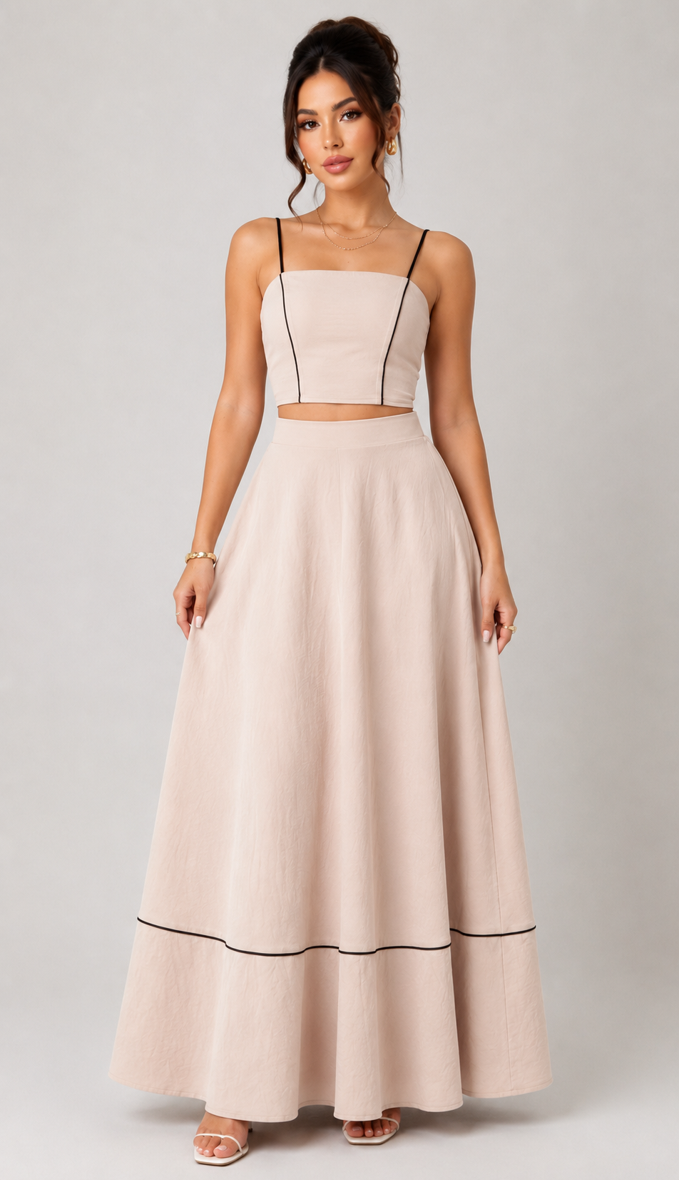 Ivory Contrast Trim Two-Piece Set