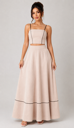 Ivory Contrast Trim Two-Piece Set