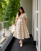 Polka Dot Wrap Midi Dress