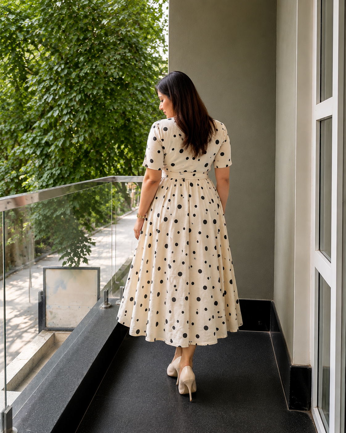 Polka Dot Wrap Midi Dress