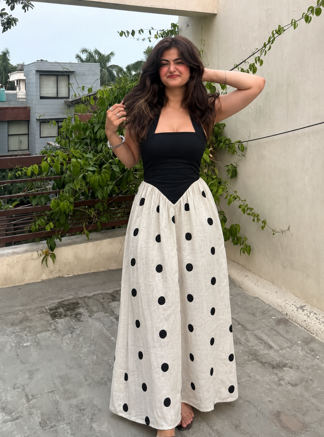 Polka Dot Halter Maxi Dress