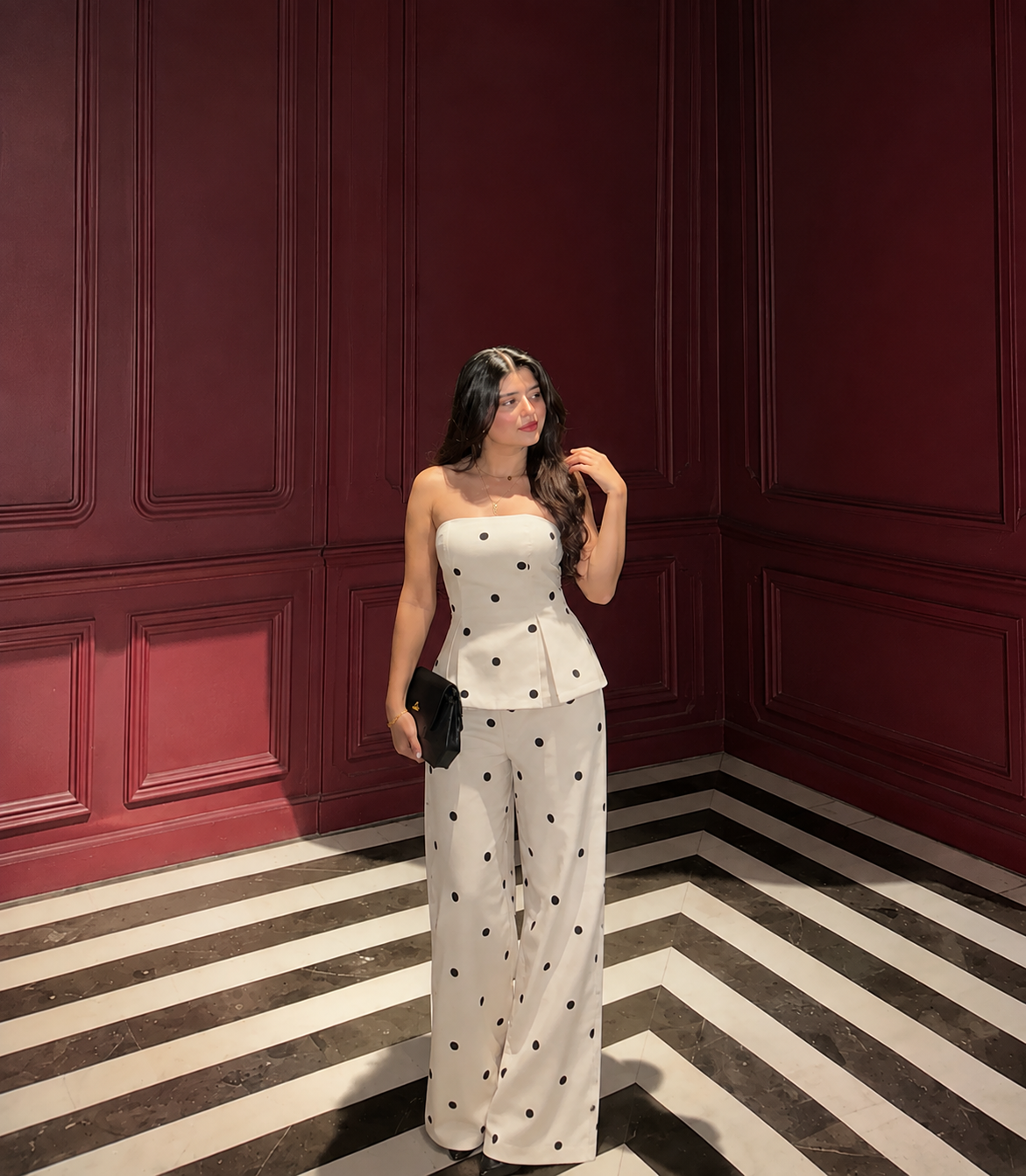 Polka Dot Peplum Co-Ord Set