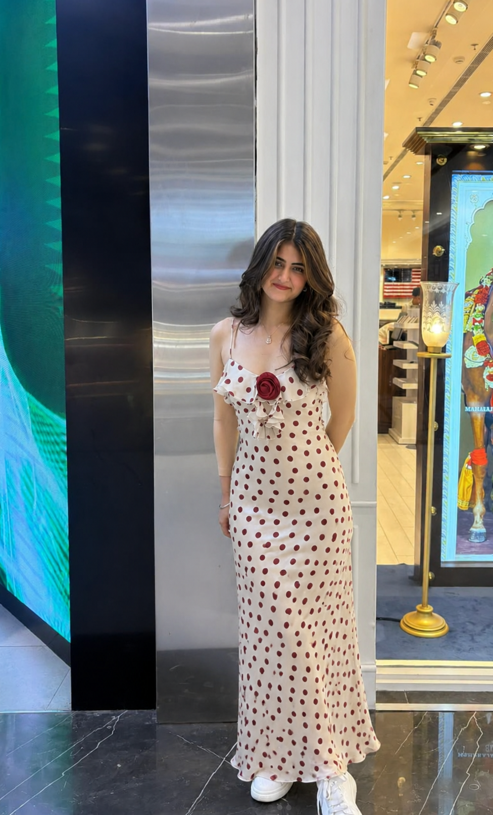 Polka Dot Ruffle Maxi Dress