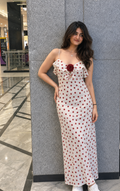 Polka Dot Ruffle Maxi Dress