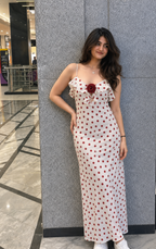 Polka Dot Ruffle Maxi Dress