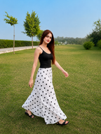Polka Dot Flowing Maxi Skirt