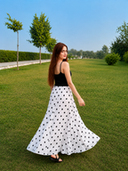 Polka Dot Flowing Maxi Skirt