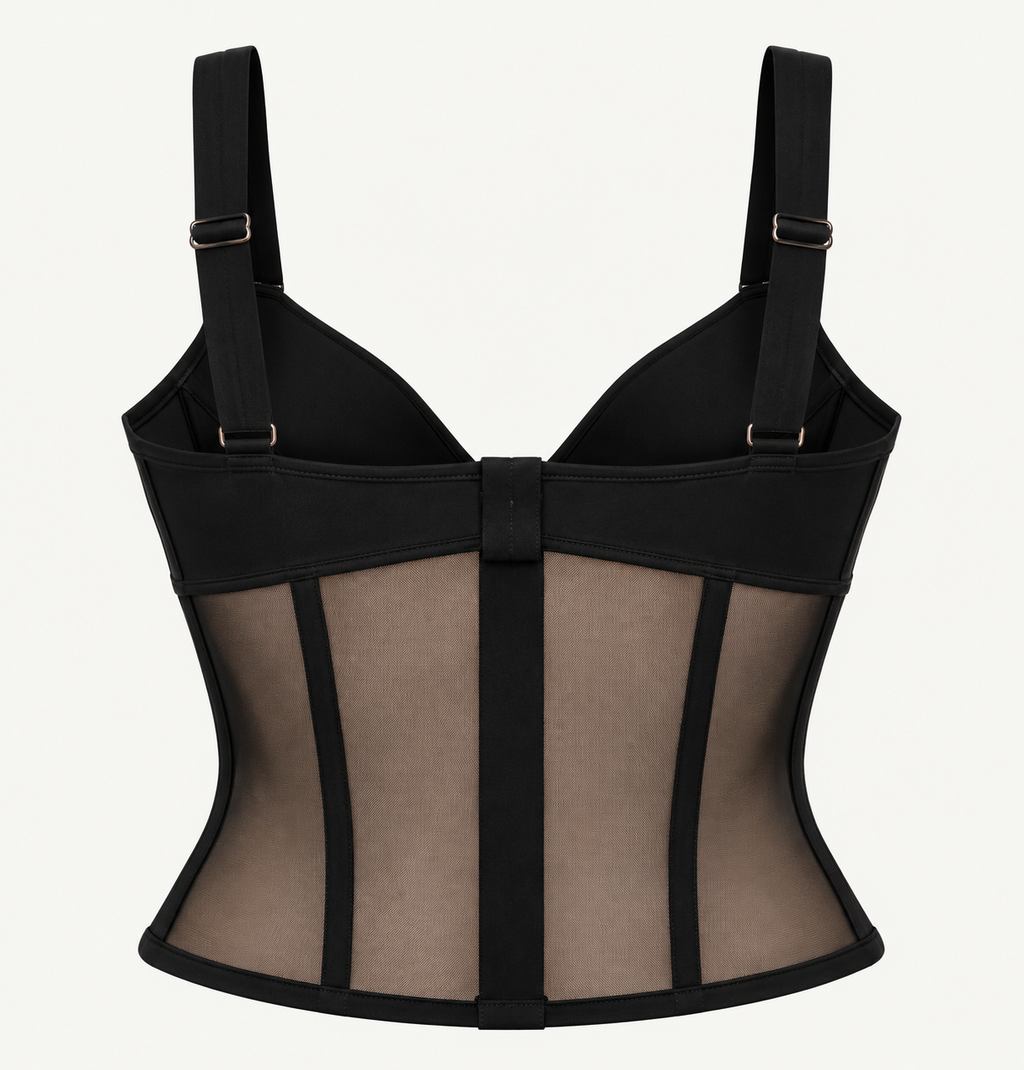 Noir Sculpt Mesh Corset Top