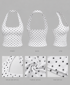 Polka Dot Backless Halter Tank Top