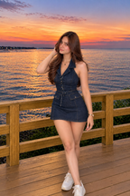 Indigo Denim Halter Mini Dress