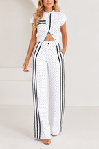 Polka Dot Striped Wide-Leg Set
