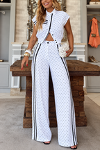 Polka Dot Striped Wide-Leg Set