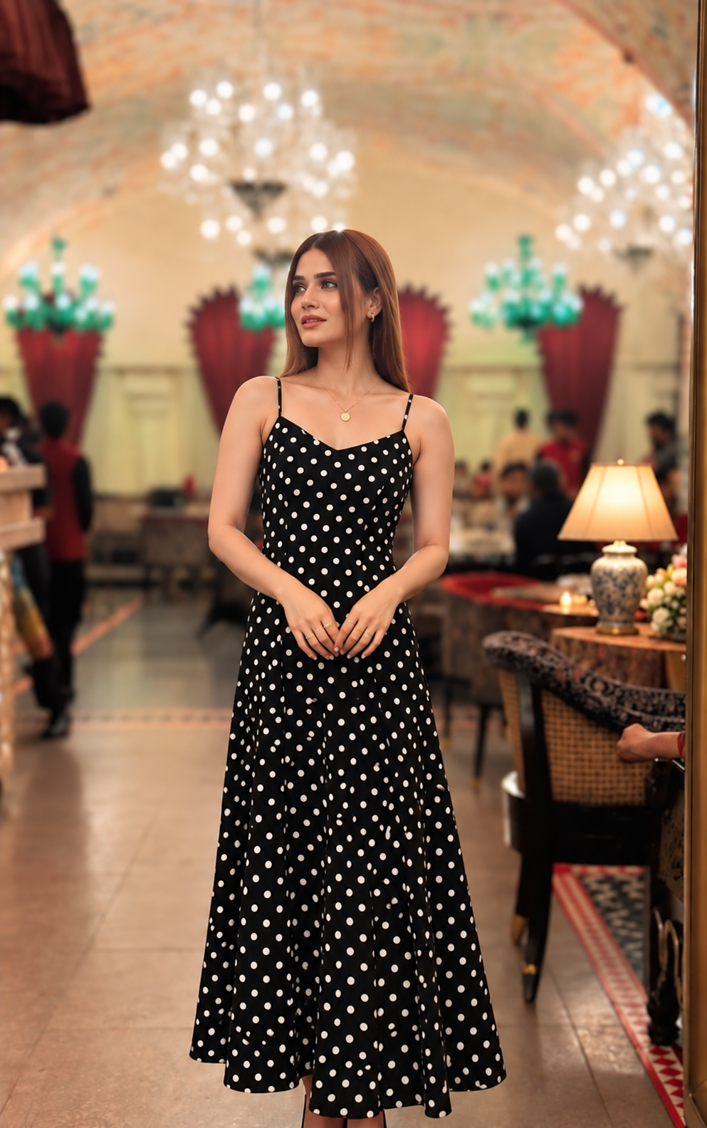 Midnight Polka Dot Maxi Dress
