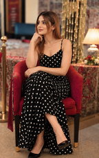 Midnight Polka Dot Maxi Dress