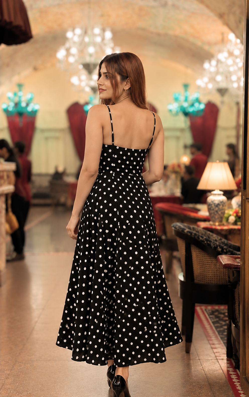 Midnight Polka Dot Maxi Dress