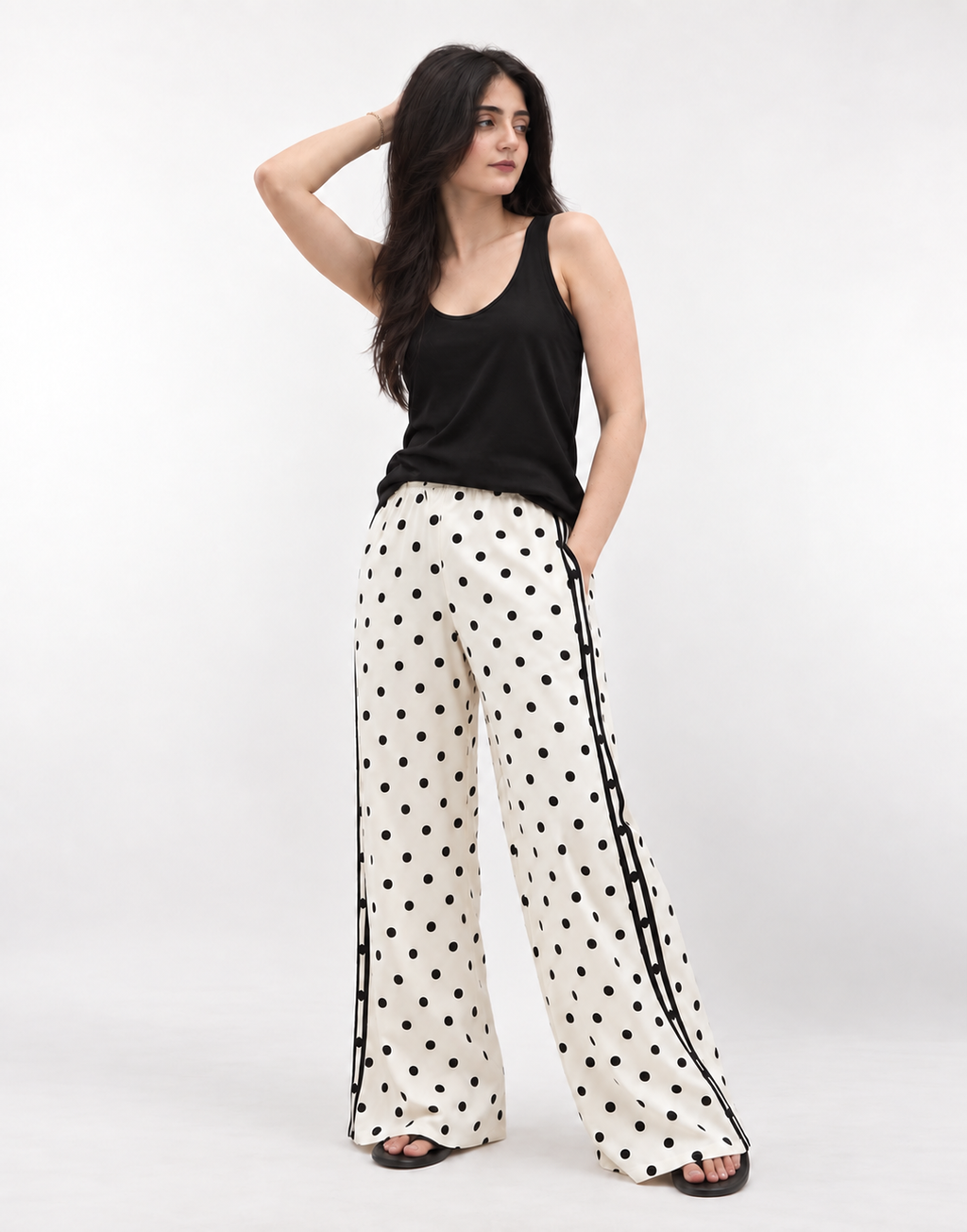 Polka Dot Wide-Leg Pants by Crostia
