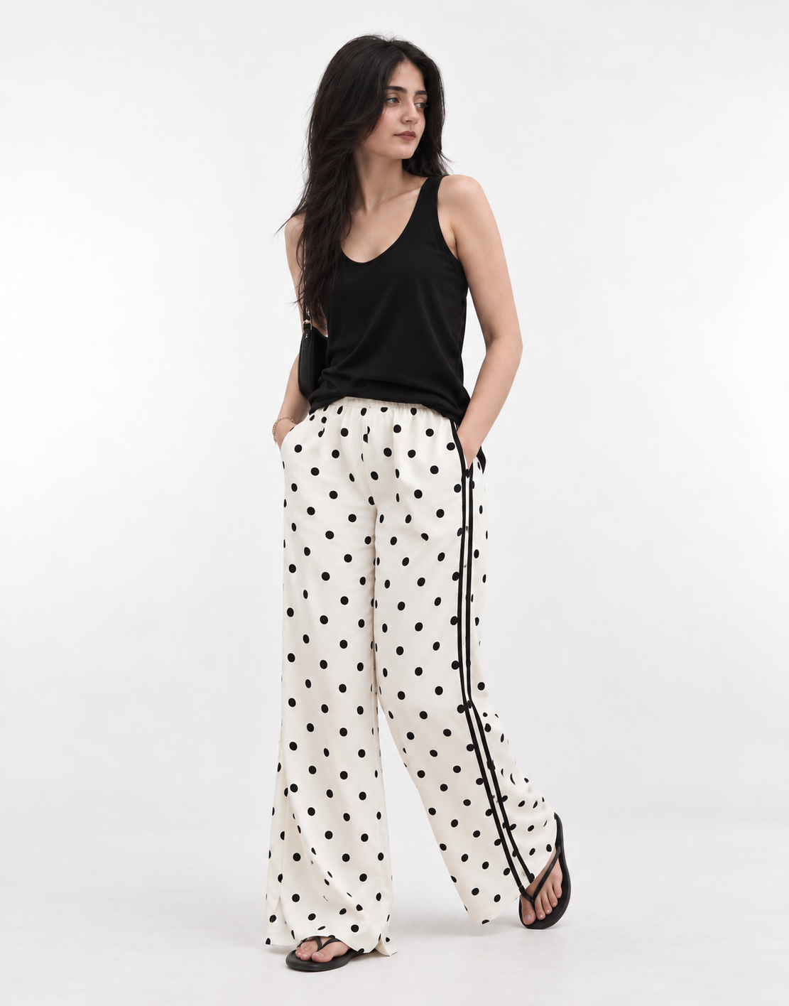 Polka Dot Wide-Leg Pants by Crostia