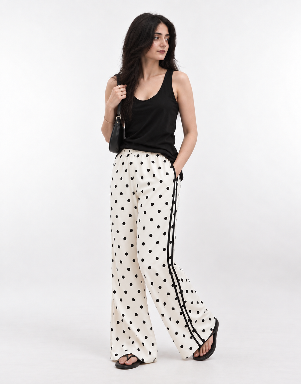 Polka Dot Wide-Leg Pants by Crostia