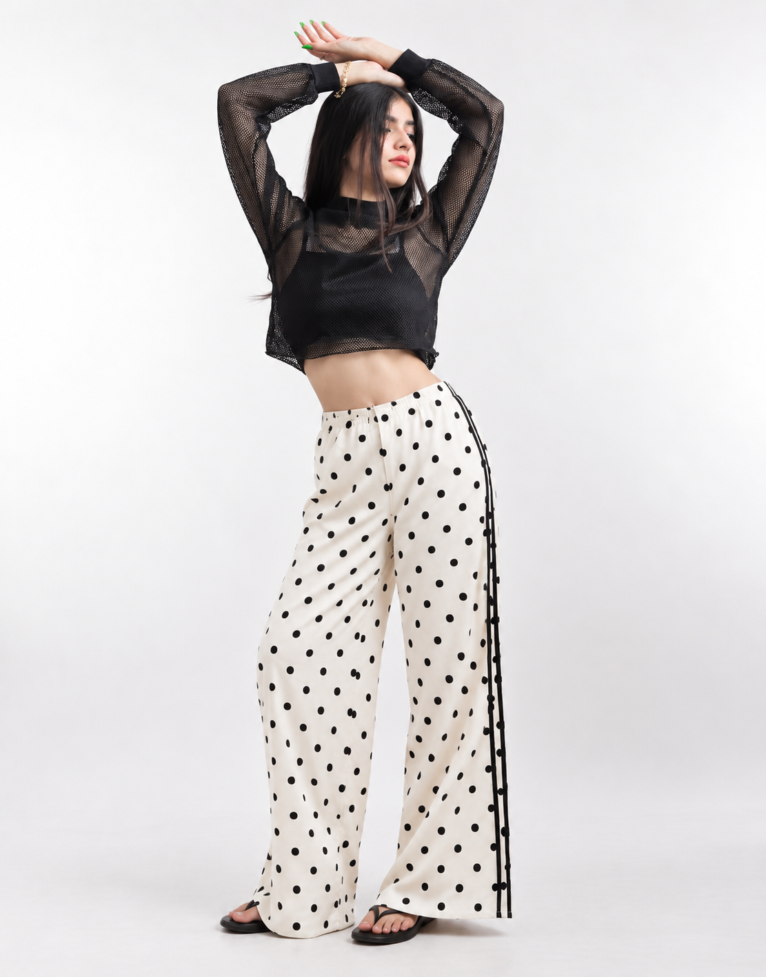 Polka Dot Wide-Leg Pants by Crostia