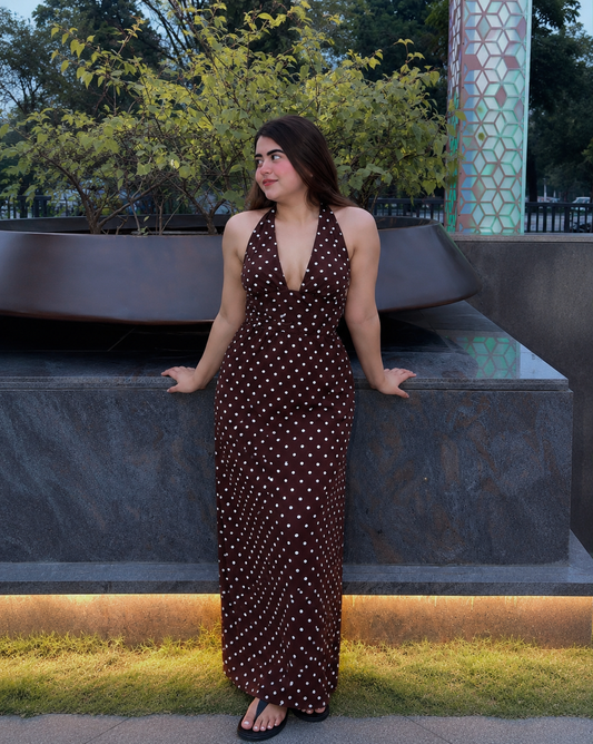 Polka Dot Halter Maxi Dress