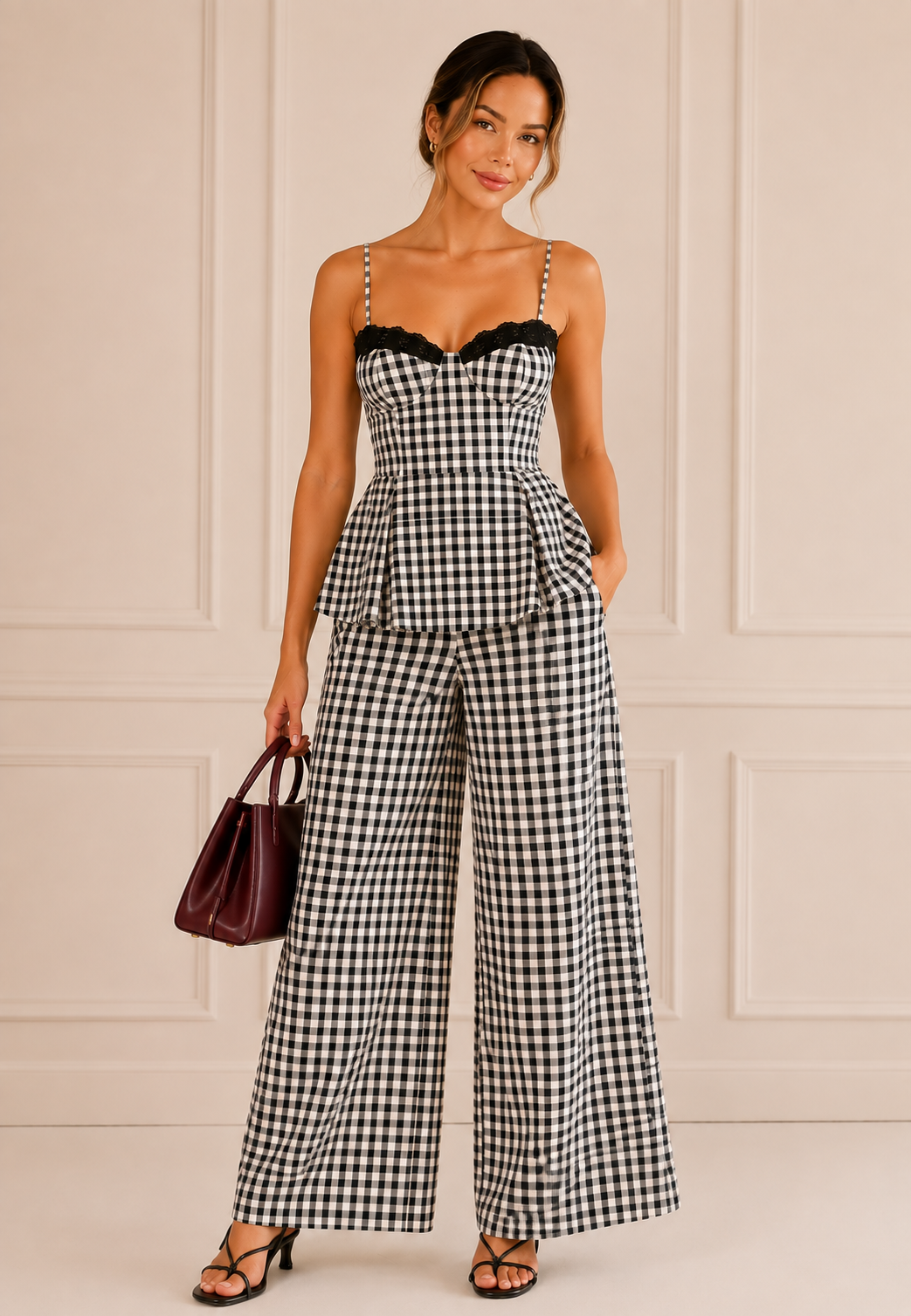 Black & White Gingham Co-Ord Set
