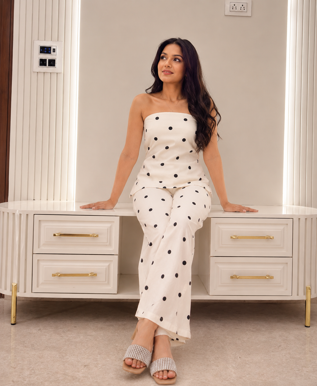 Ivory Polka Cord Set