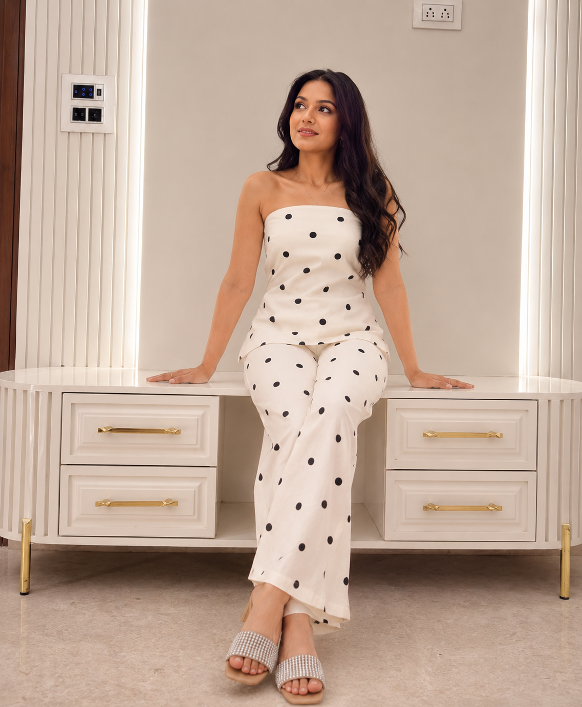 Ivory Polka Cord Set