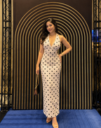 Polka Dot Halter Maxi Long Dress