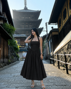 Noir Halter Bodice Midi Dress