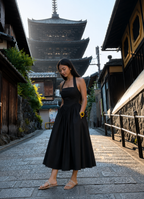 Noir Halter Bodice Midi Dress