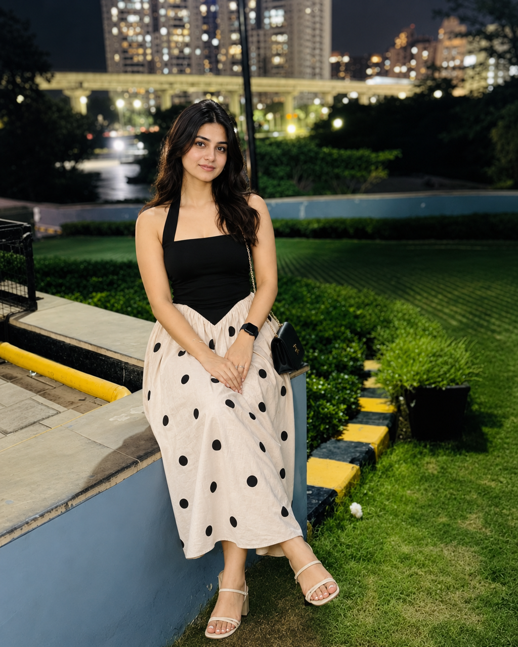 Polka Dot Halter Maxi Dress