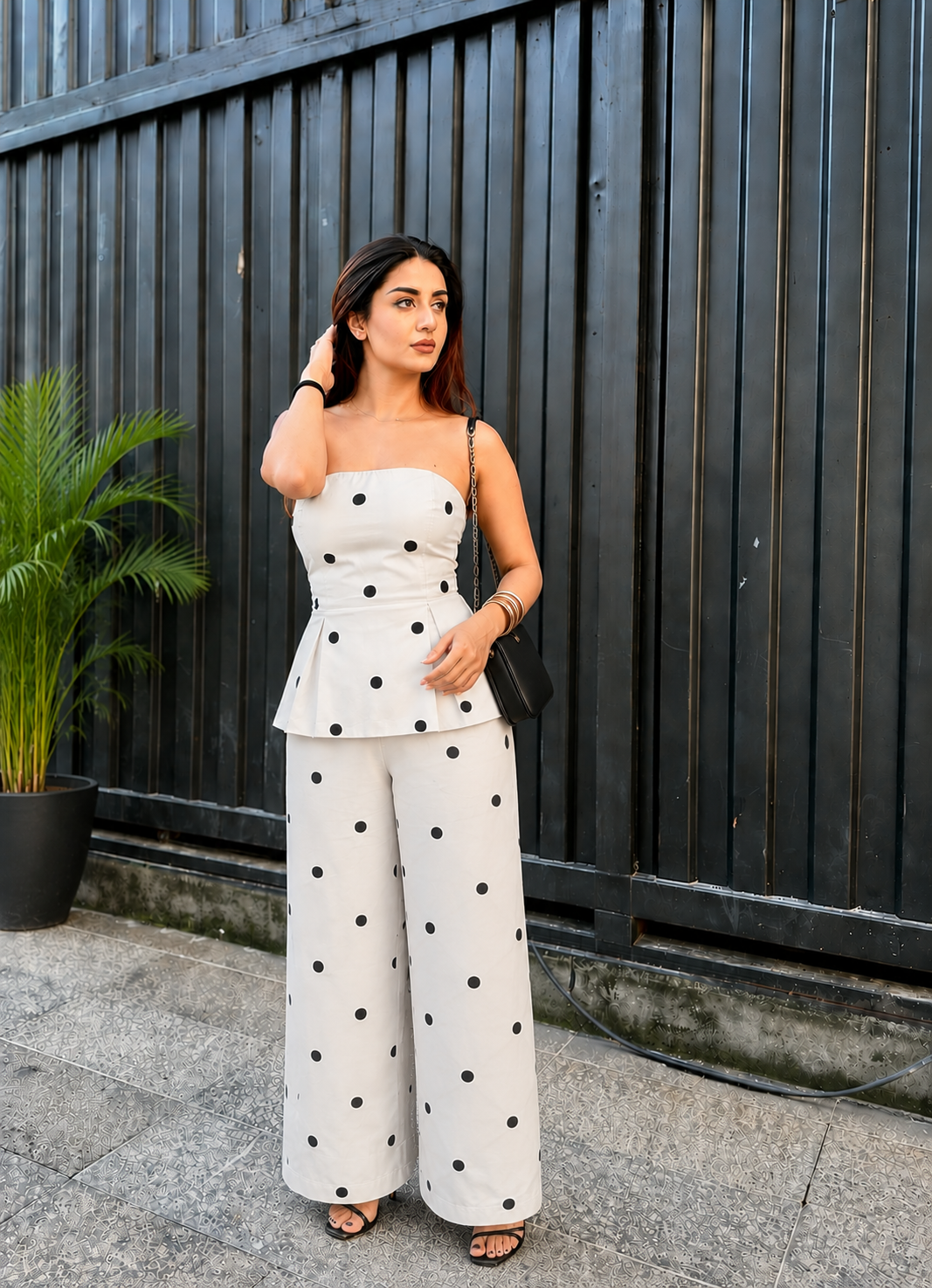 Polka Dot Peplum Co-Ord Set
