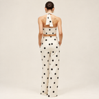 Polka Crop Top & Wide-Leg Pants Co-Ord Set