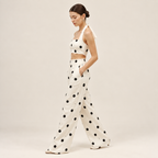 Polka Crop Top & Wide-Leg Pants Co-Ord Set