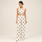Polka Crop Top & Wide-Leg Pants Co-Ord Set