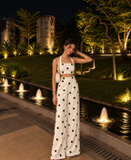Polka Crop Top & Wide-Leg Pants Co-Ord Set