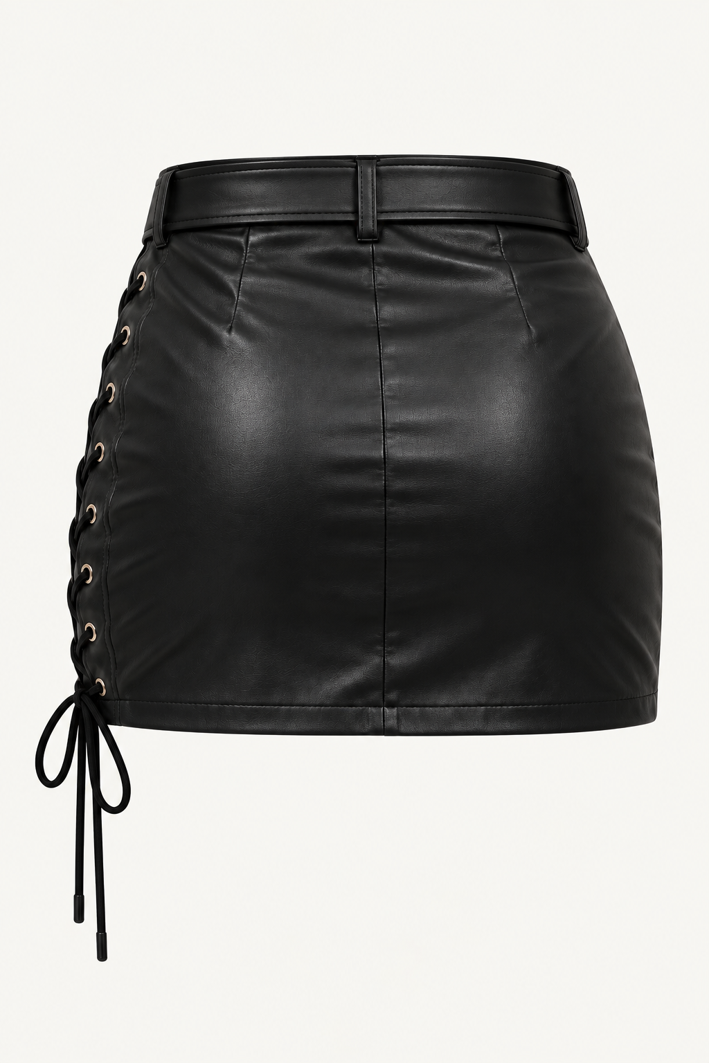 Noir Lace-Up Faux Leather Mini Skirt