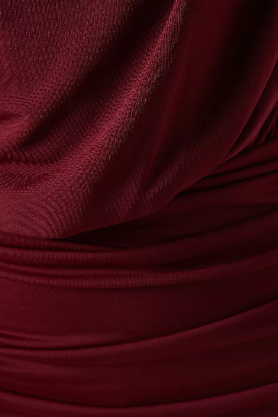 Burgundy Draped Ruched Maxi Dress