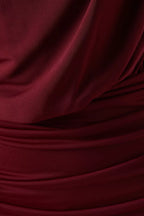 Burgundy Draped Ruched Maxi Dress