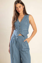 Sienna Blue Stripe Co-Ord Set