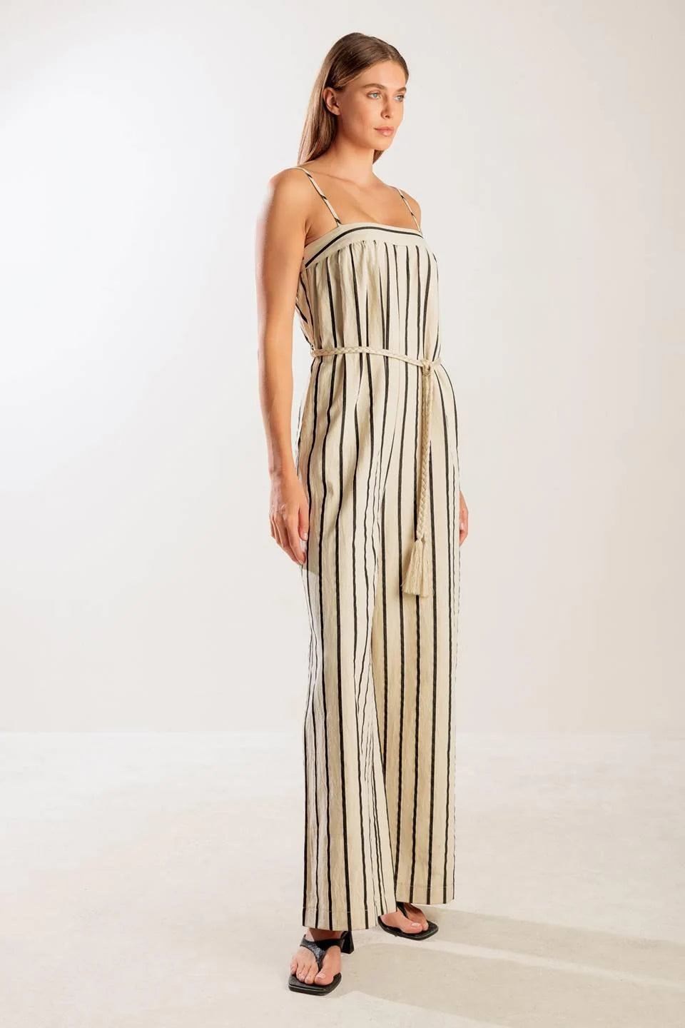 Siena Stripe Tie-Waist Jumpsuit