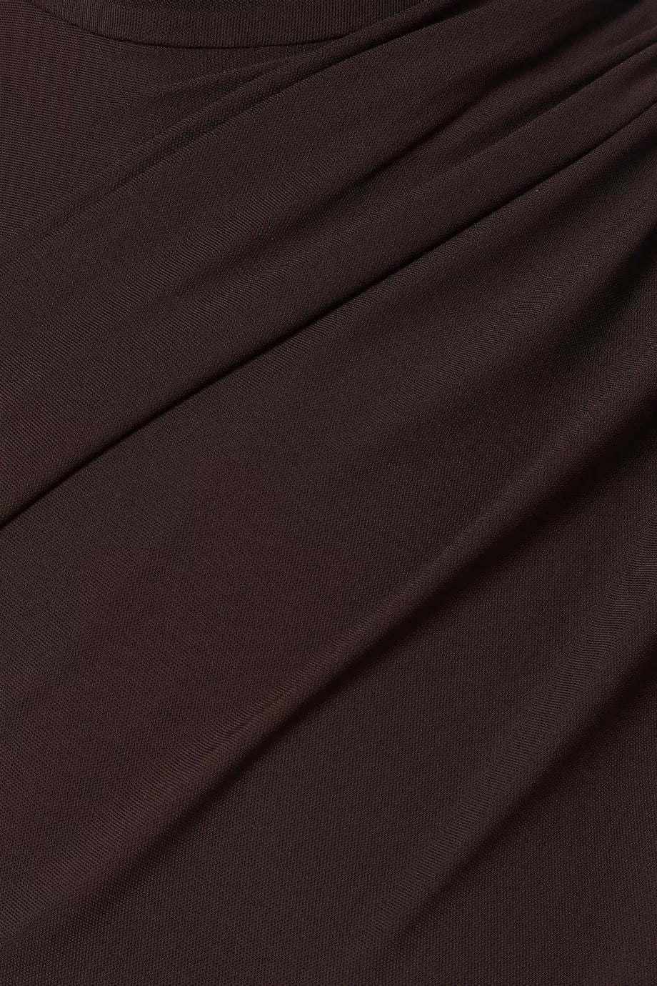 Chocolate Brown Draped High-Neck Maxi Dress